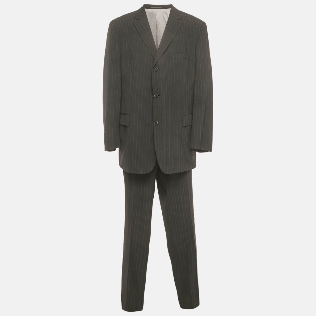 Hugo Boss Black Pinstriped Wool Regular Fit Suit 4XL Hugo Boss Black Pinstriped Wool Regular Fit Suit 4XL