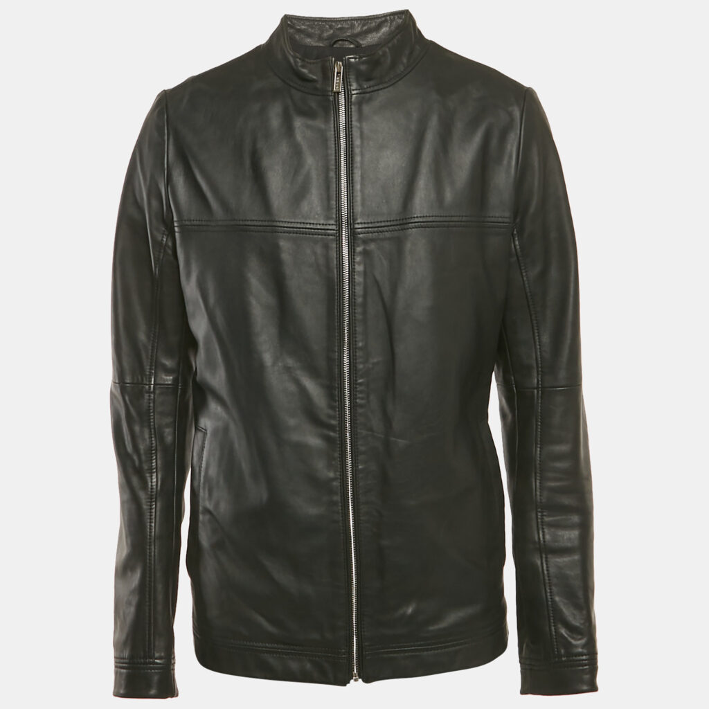 Hugo Boss Black Leather Zip-Up Laudin Jacket 3XL
