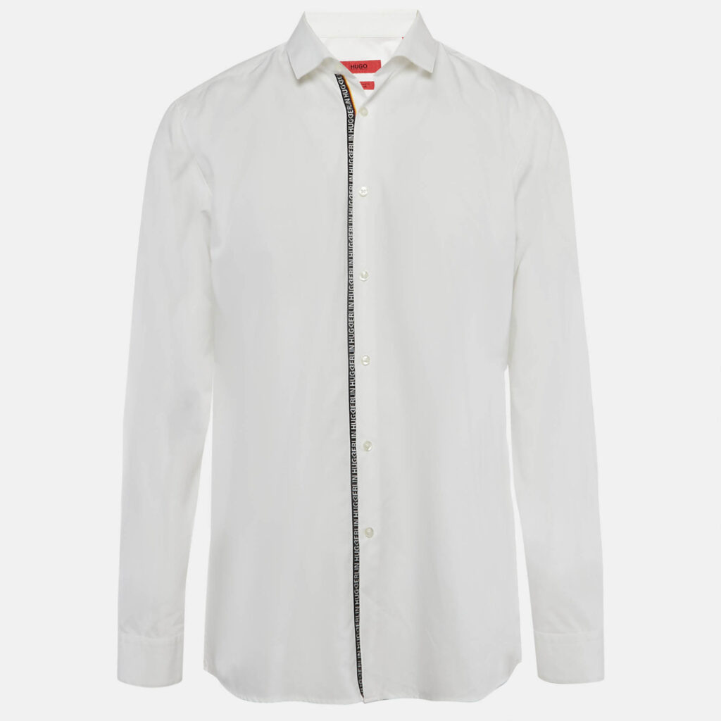 Hugo Boss White Cotton Extra Slim Fit Erondo Shirt XXL