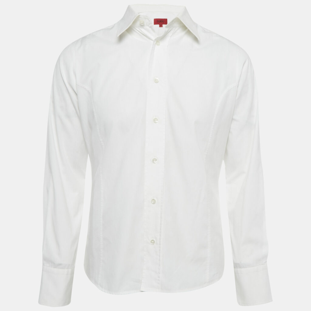 Hugo Boss White Cotton Long Sleeve Shirt M