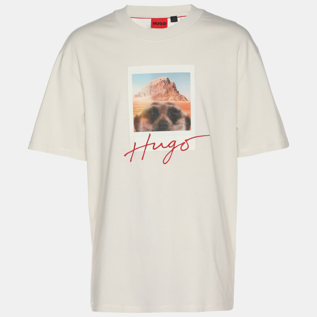 Hugo Boss Cream Jersey Logo Embroidered T-Shirt L Hugo Boss Cream Jersey Logo Embroidered T-Shirt L