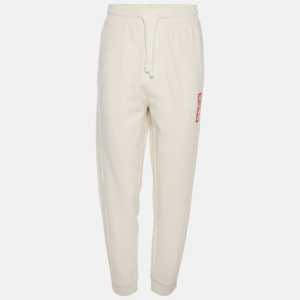 Hugo Boss Cream Jersey Logo Print Drawstring Jogger Pants XL Hugo Boss Cream Jersey Logo Print Drawstring Jogger Pants XL