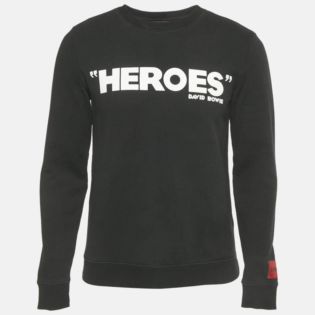 Hugo Boss Black Printed Cotton Deroes Sweatshirt S Hugo Boss Black Printed Cotton Deroes Sweatshirt S