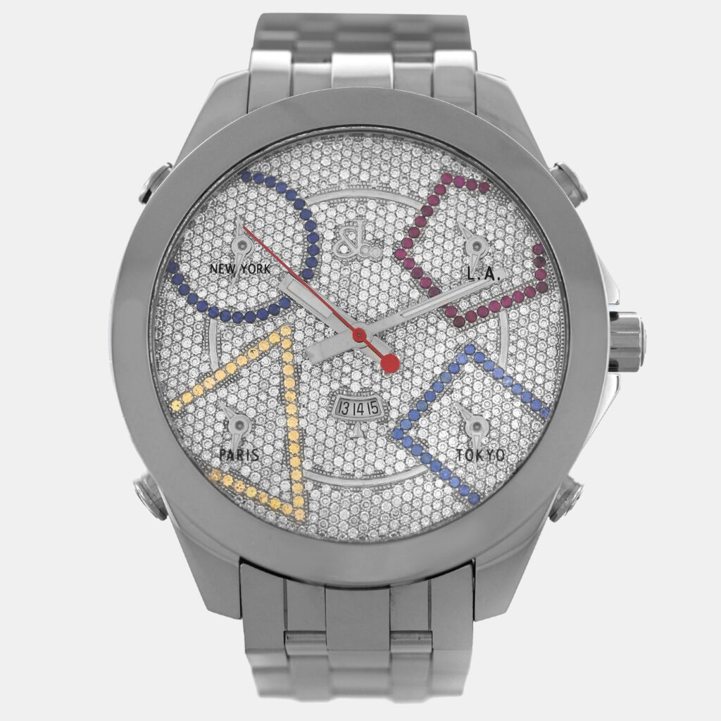 Jacob & Co Five Time Zone JC49SS Quartz Diamond Dial Stainless Steel Men's Wristwatch 47 mm Jacob & Co Five Time Zone JC49SS Quartz Diamond Dial Stainless Steel Men's Wristwatch 47 mm