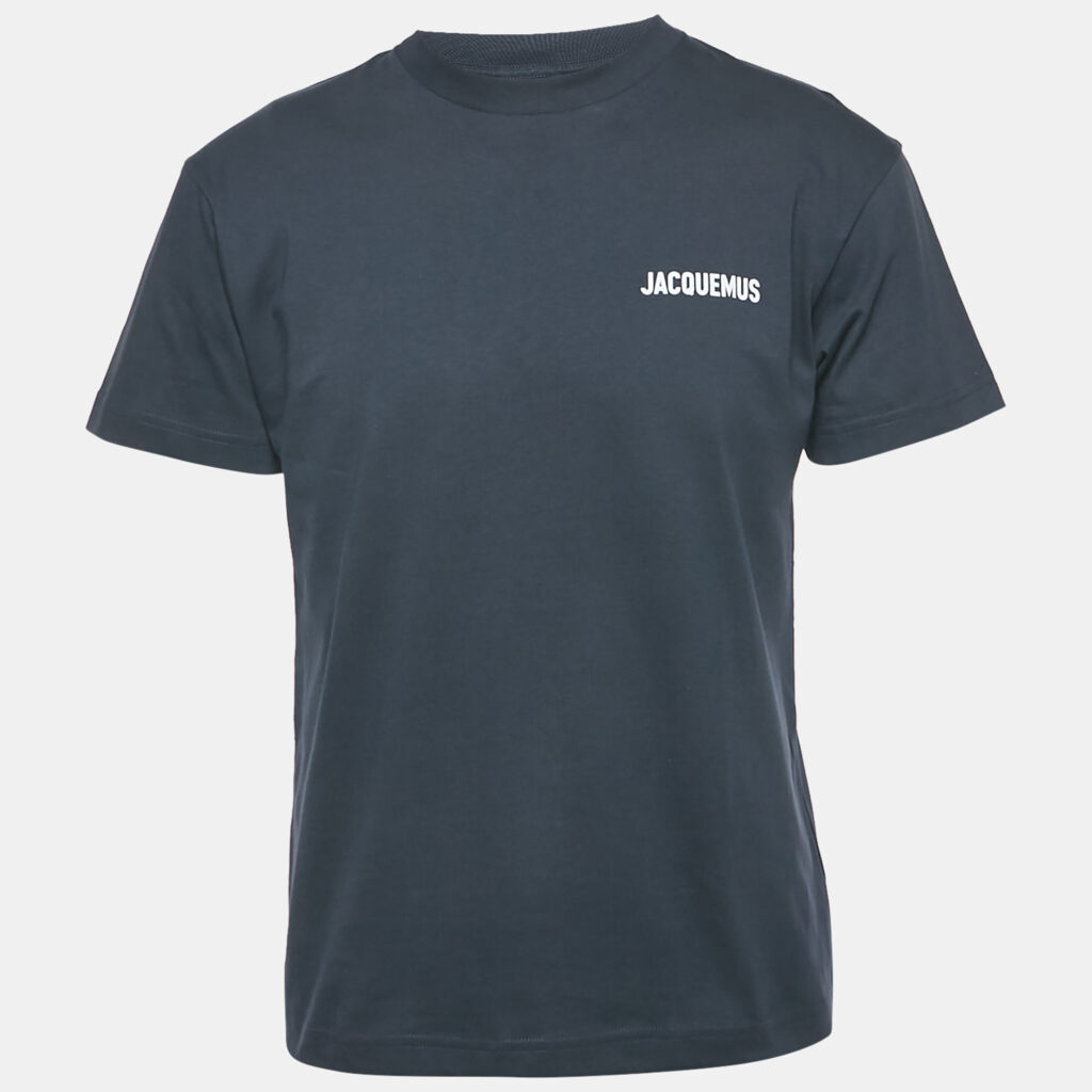 Jacquemus Navy Blue Logo Printed Cotton Crewneck T-Shirt S Jacquemus Navy Blue Logo Printed Cotton Crewneck T-Shirt S