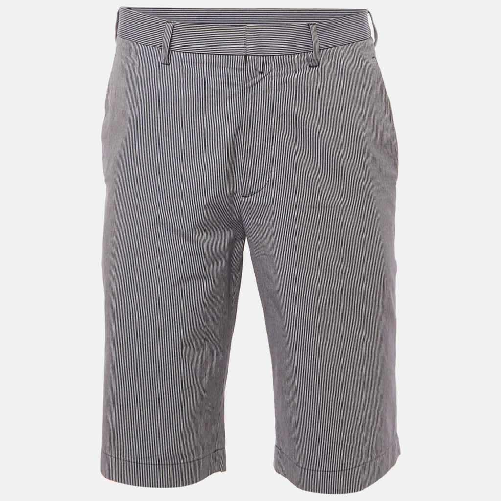 Jil Sander Blue Striped Cotton Chino Shorts L Jil Sander Blue Striped Cotton Chino Shorts L