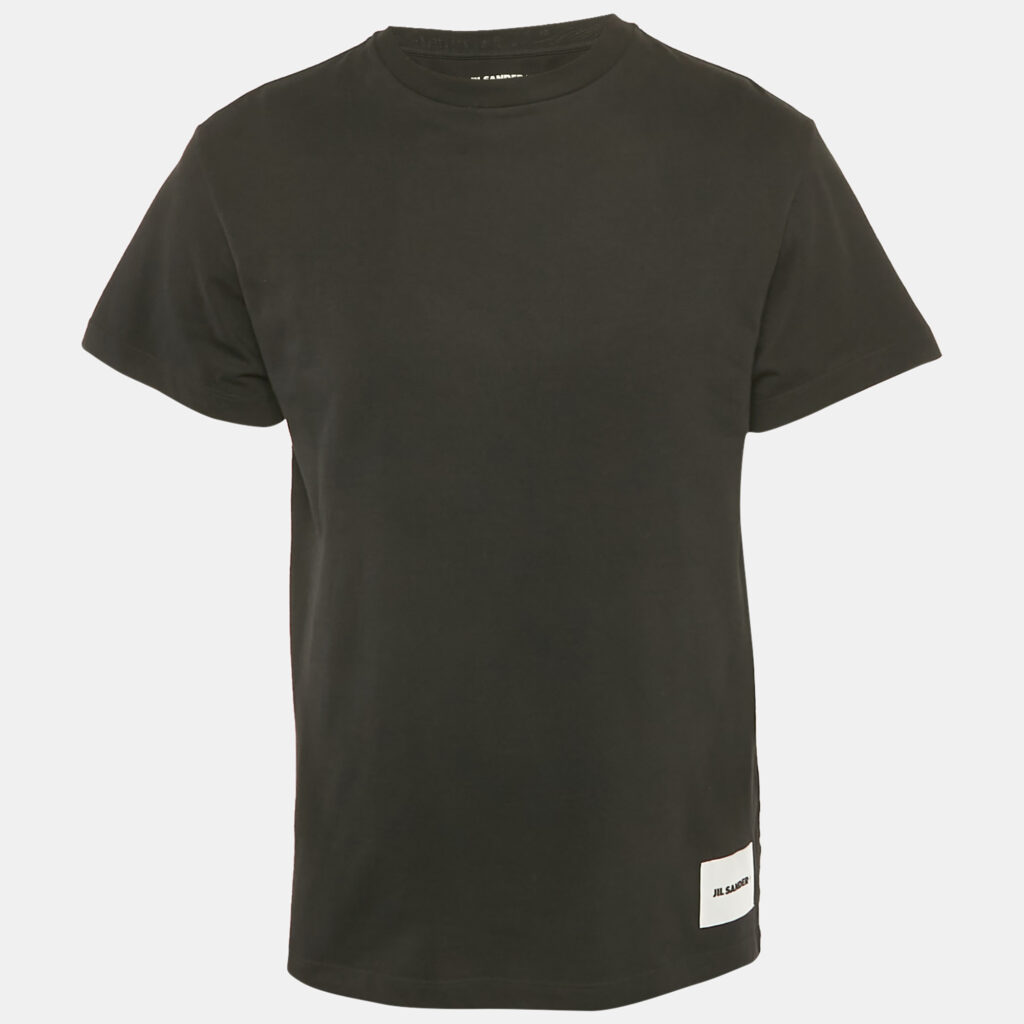 Jil Sander Black Cotton Logo Pack Crewneck T-Shirt L