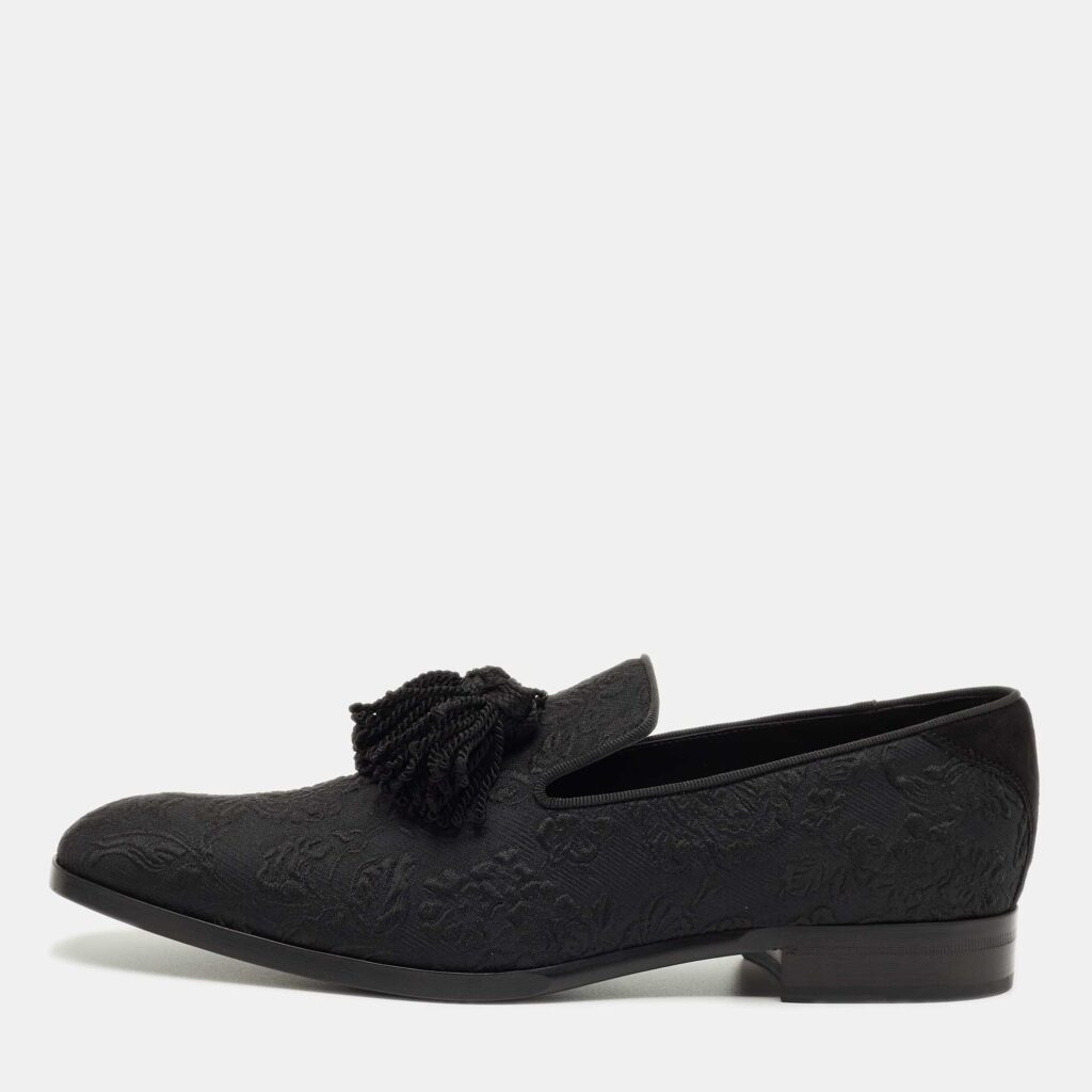Jimmy Choo Black Fabric Foxley Tassel Loafers Size 46 Jimmy Choo Black Fabric Foxley Tassel Loafers Size 46