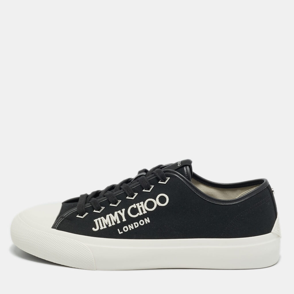 Jimmy Choo Black Canvas Palma m Lace Up Sneakers Size 45 Jimmy Choo Black Canvas Palma m Lace Up Sneakers Size 45