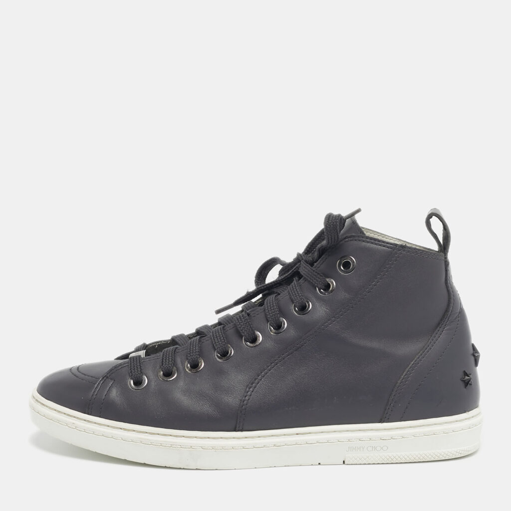 Jimmy Choo Grey Leather High Top Sneakers Size 40 Jimmy Choo Grey Leather High Top Sneakers Size 40