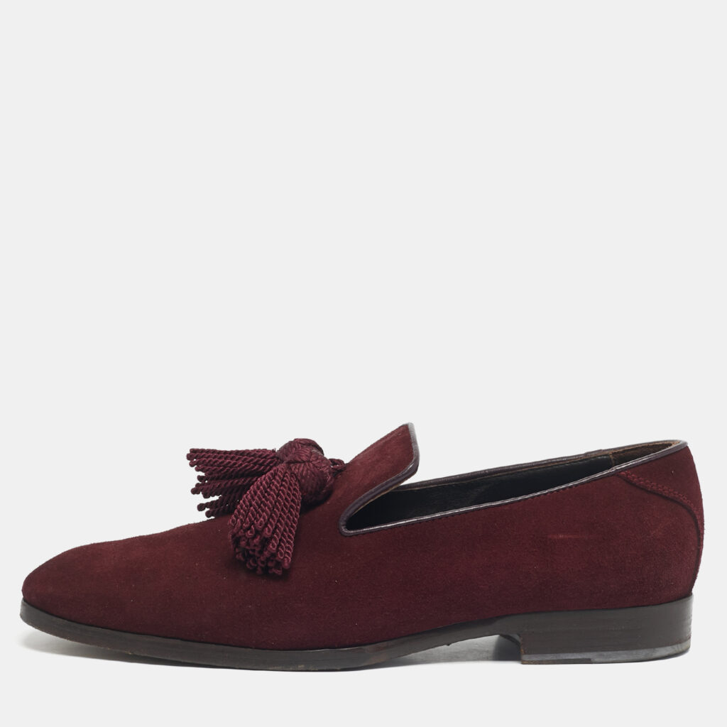 Jimmy Choo Burgundy Suede Foxley Tassels Loafers Size 41 Jimmy Choo Burgundy Suede Foxley Tassels Loafers Size 41