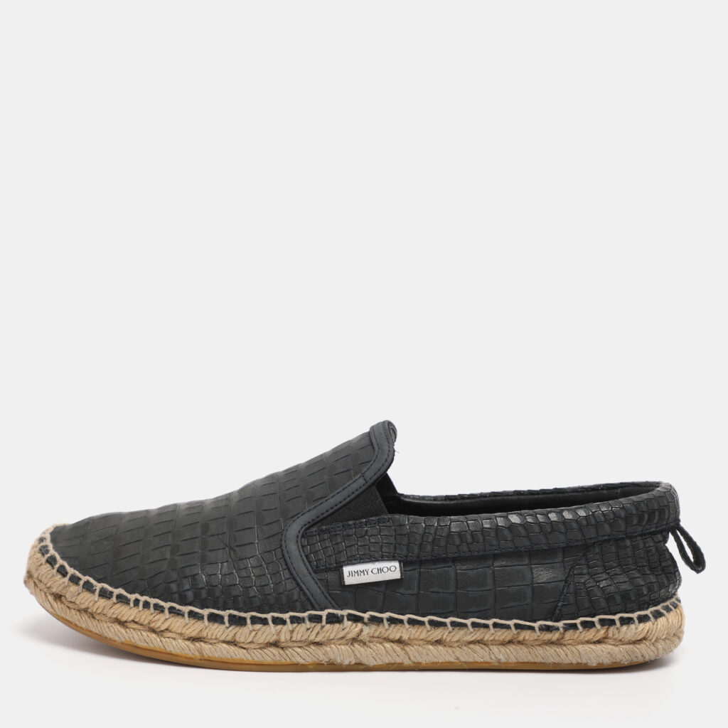 Jimmy Choo Dark Navy Croc Embossed Leather Vlad Slip On Sneakers Size 39.5 Jimmy Choo Dark Navy Croc Embossed Leather Vlad Slip On Sneakers Size 39.5