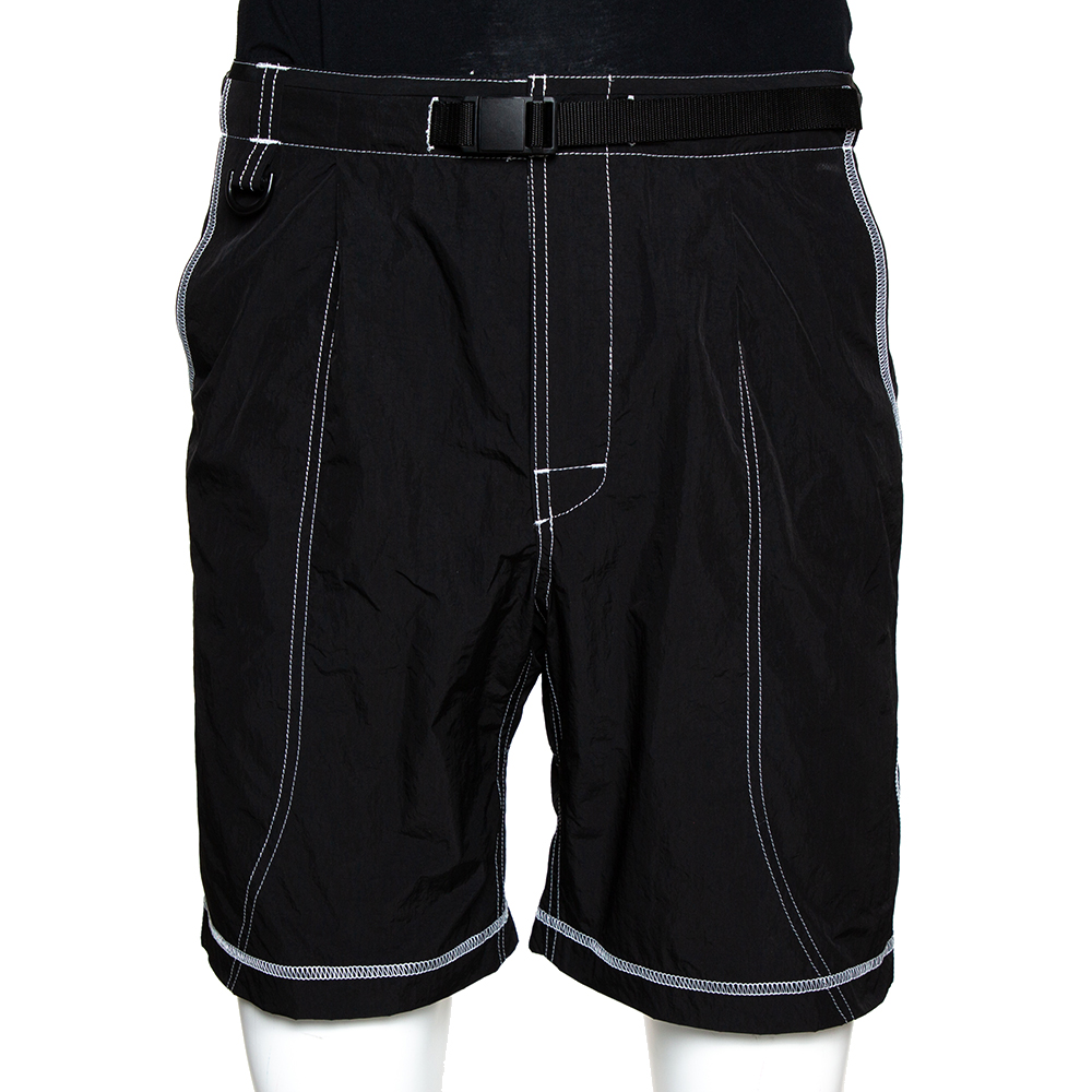 John Elliott Black High Shrunk Nylon Mountain Shorts S