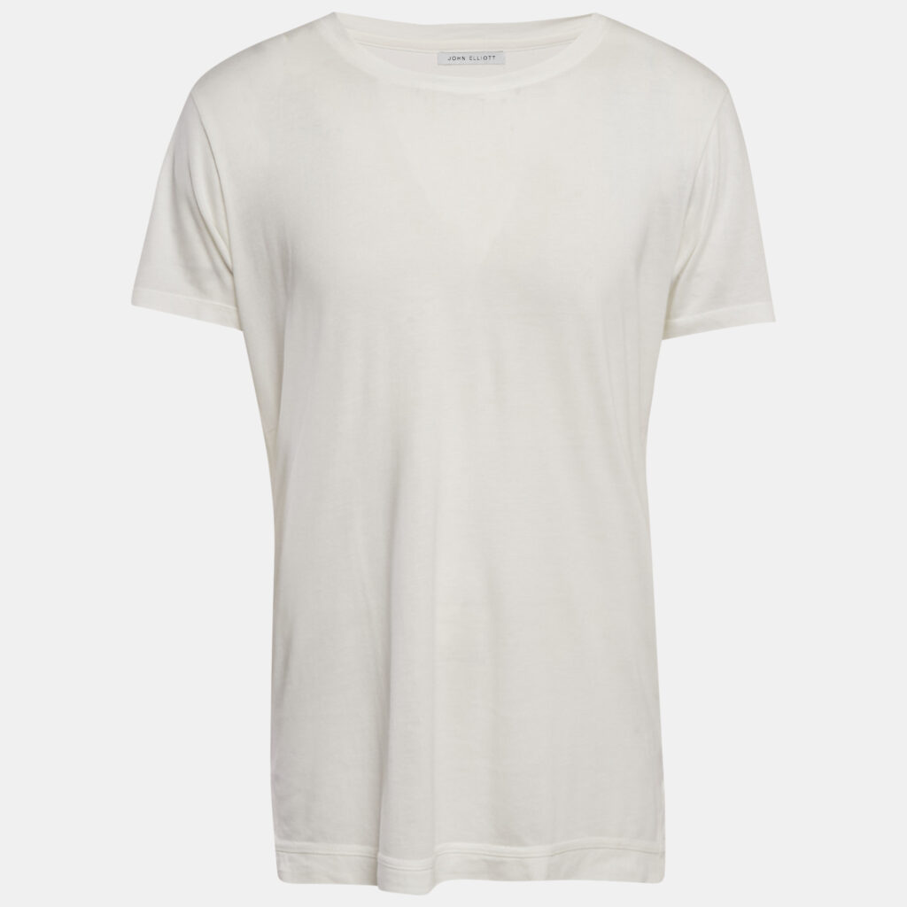 John Elliott Cream Jersey Crewneck T-Shirt XL John Elliott Cream Jersey Crewneck T-Shirt XL