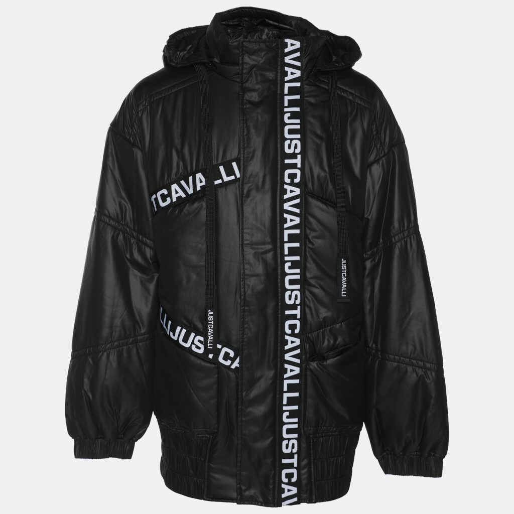 Just Cavalli Black Nylon Bomber Hoodie Padded Hoodie Jacket XL Just Cavalli Black Nylon Bomber Hoodie Padded Hoodie Jacket XL