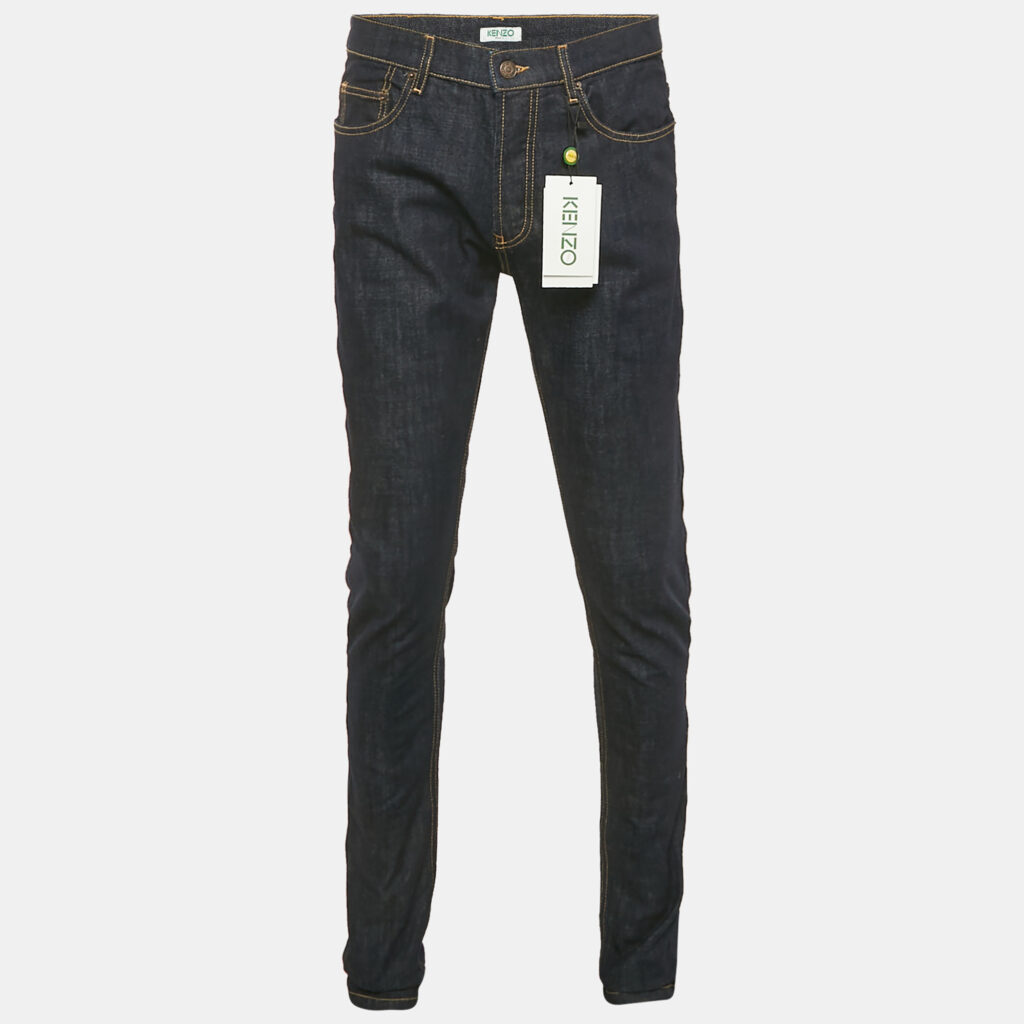 Kenzo Navy Blue Denim Roll-Up Slim Jeans S Waist 31"