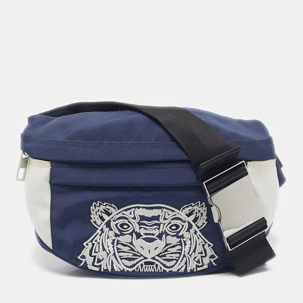 Kenzo Navy Blue/White Nylon Embroidered Tiger Belt Bag Kenzo Navy Blue/White Nylon Embroidered Tiger Belt Bag