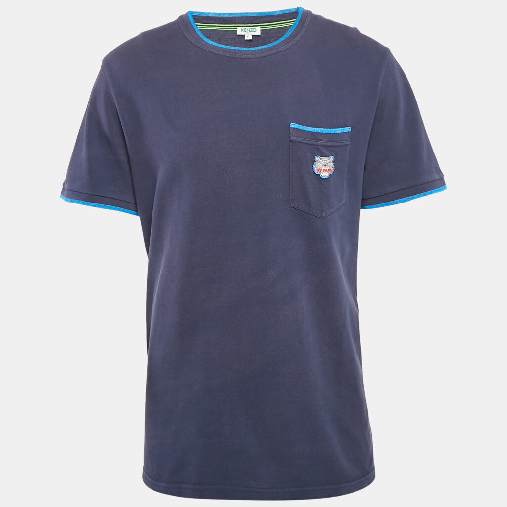 Kenzo Navy Blue Cotton Tiger Patchwork T-Shirt XL