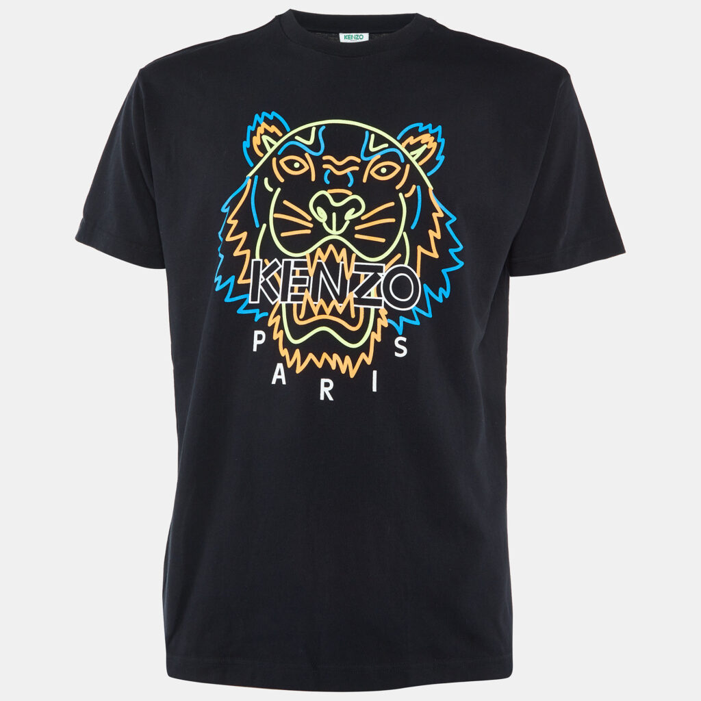 Kenzo Black Tiger Printed Cotton Knit T-Shirt S Kenzo Black Tiger Printed Cotton Knit T-Shirt S
