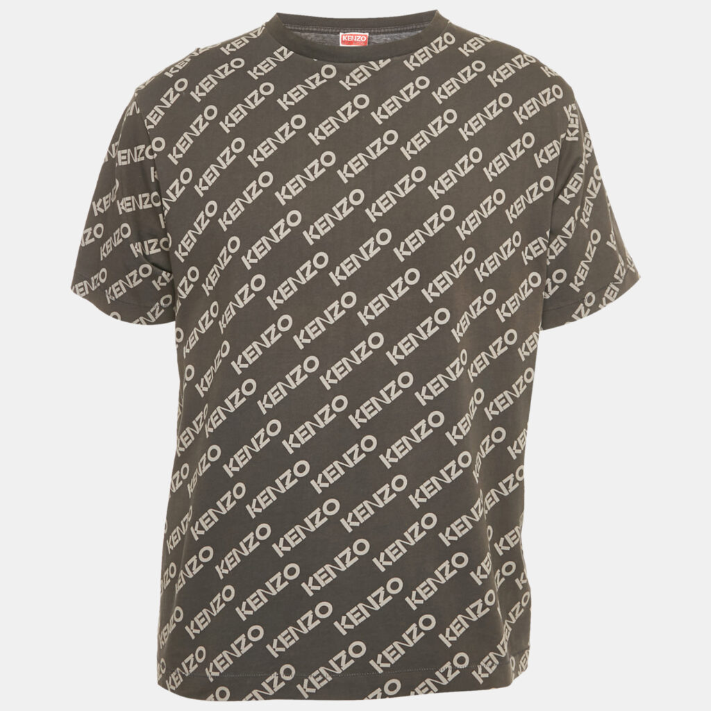 Kenzo Grey Logo All Over Print Jersey T-Shirt S Kenzo Grey Logo All Over Print Jersey T-Shirt S