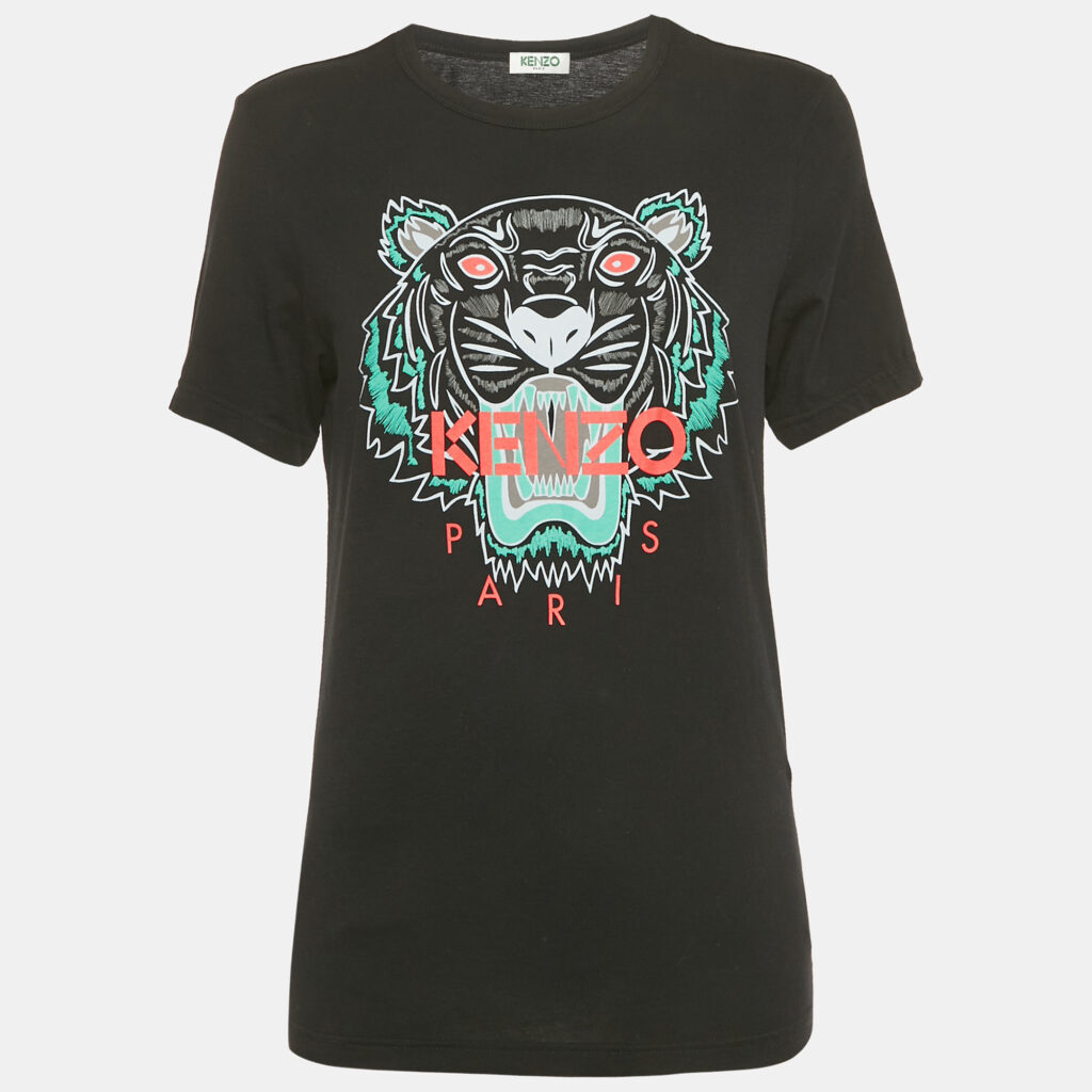 Kenzo Black Tiger Logo Print Jersey Crewneck T-Shirt XS Kenzo Black Tiger Logo Print Jersey Crewneck T-Shirt XS