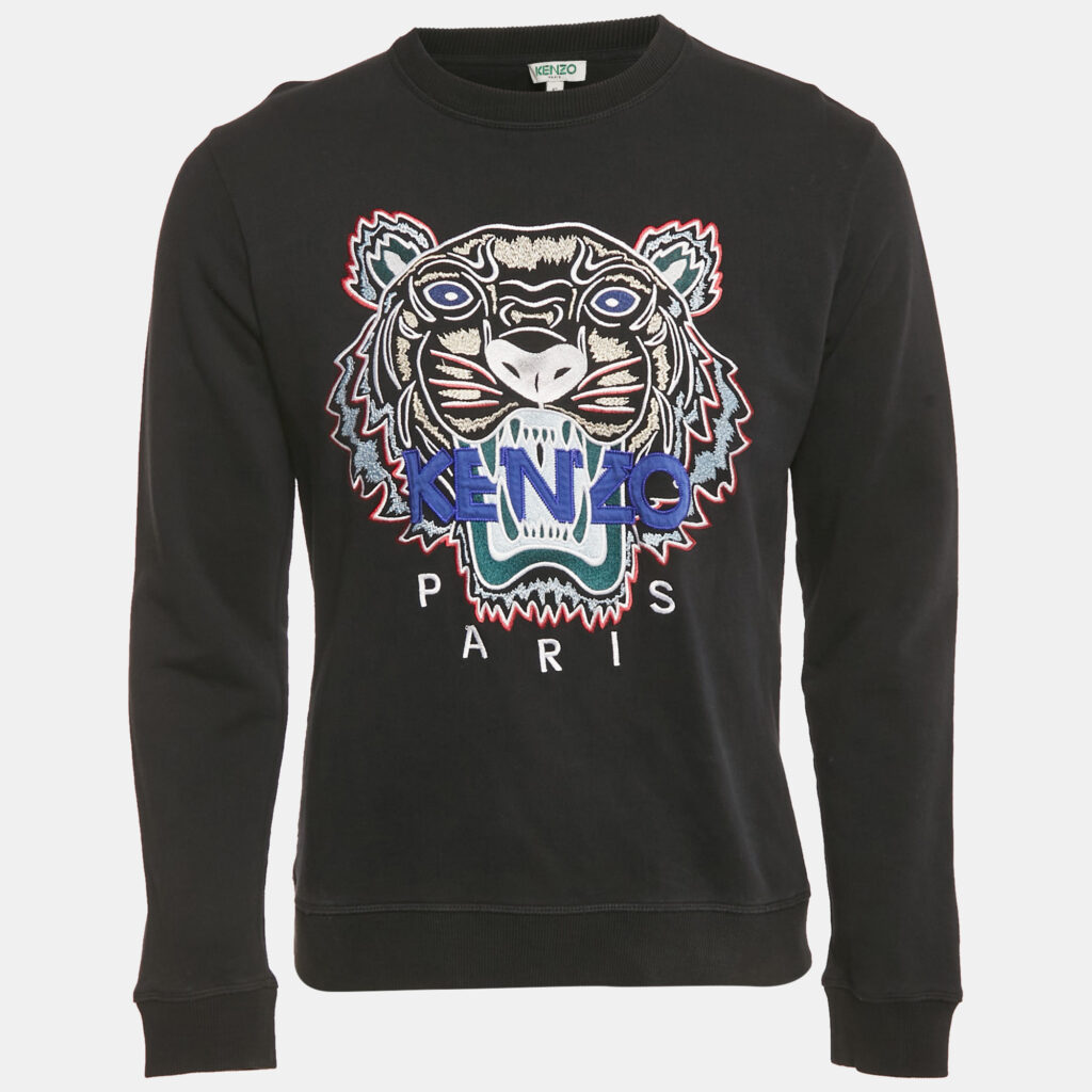 Kenzo Black Tiger Embroidered Cotton Sweatshirt S