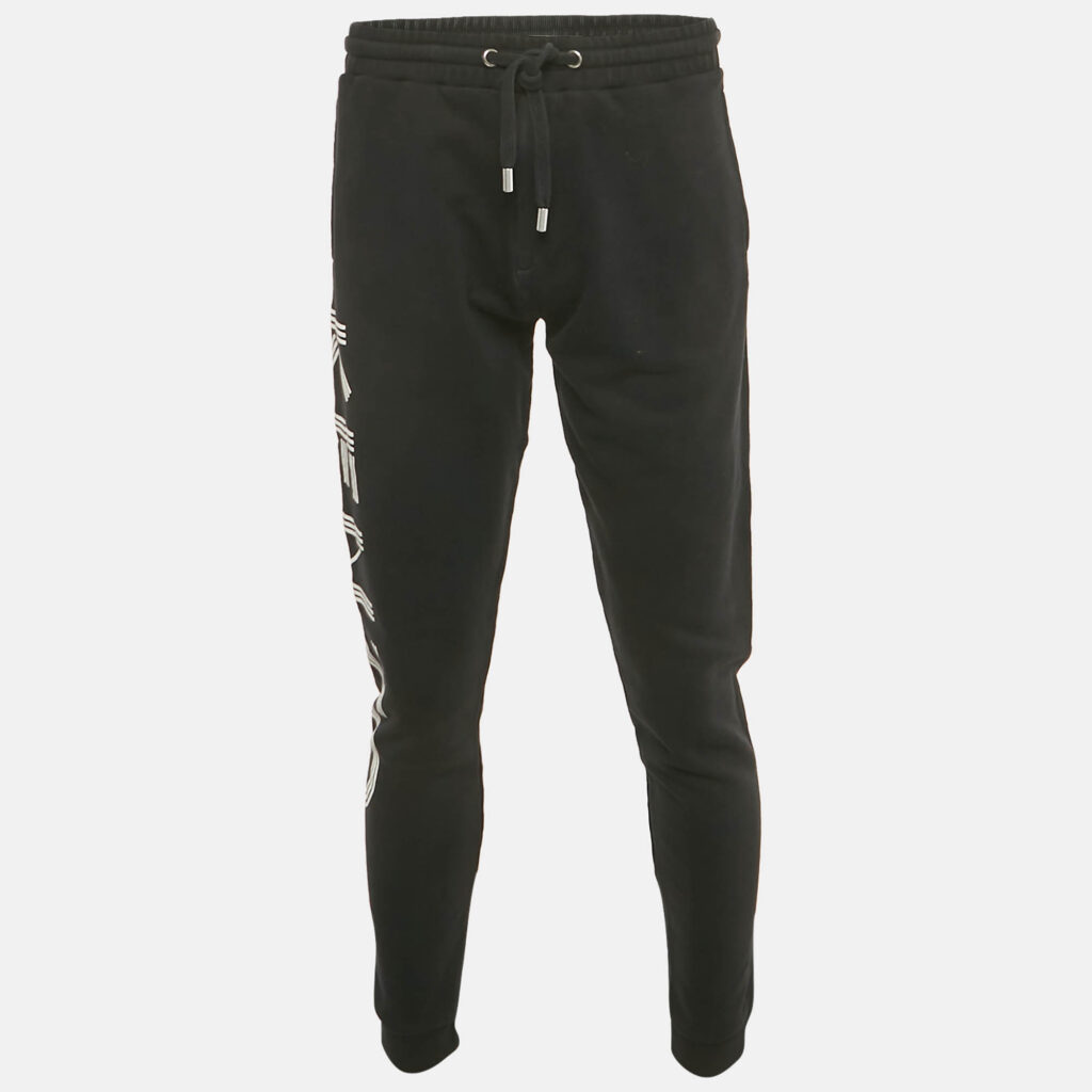 Kenzo Black Logo Print Cotton Drawstring Joggers L Kenzo Black Logo Print Cotton Drawstring Joggers L
