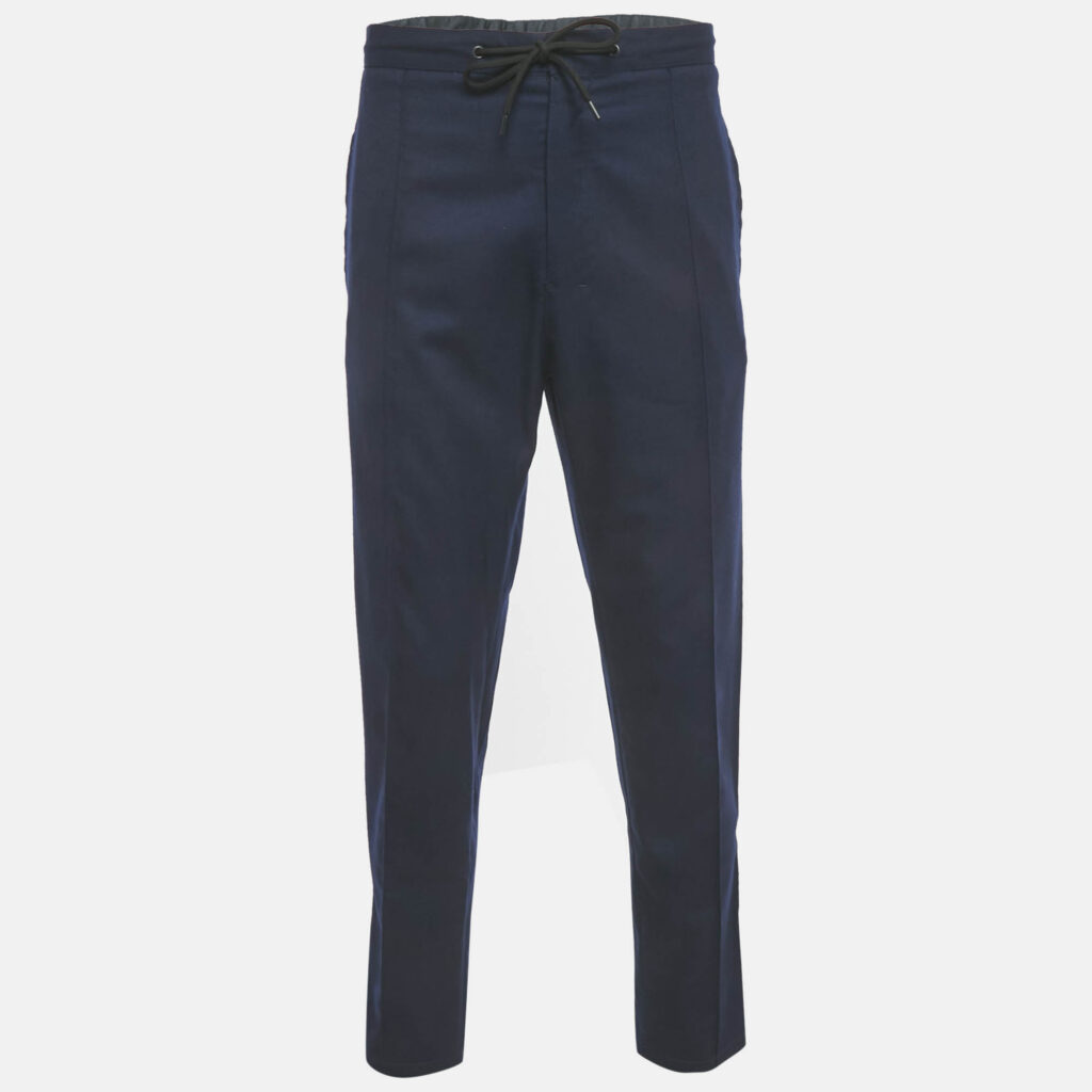 Keno Navy Blue Wool Drawstring Trousers XL Keno Navy Blue Wool Drawstring Trousers XL