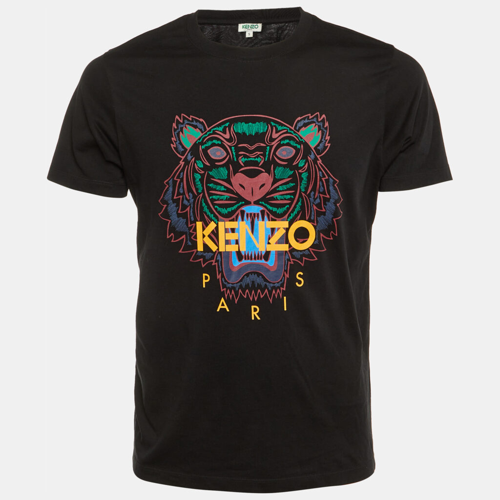 Kenzo Black Tiger Print Cotton Crew Neck T-Shirt S Kenzo Black Tiger Print Cotton Crew Neck T-Shirt S