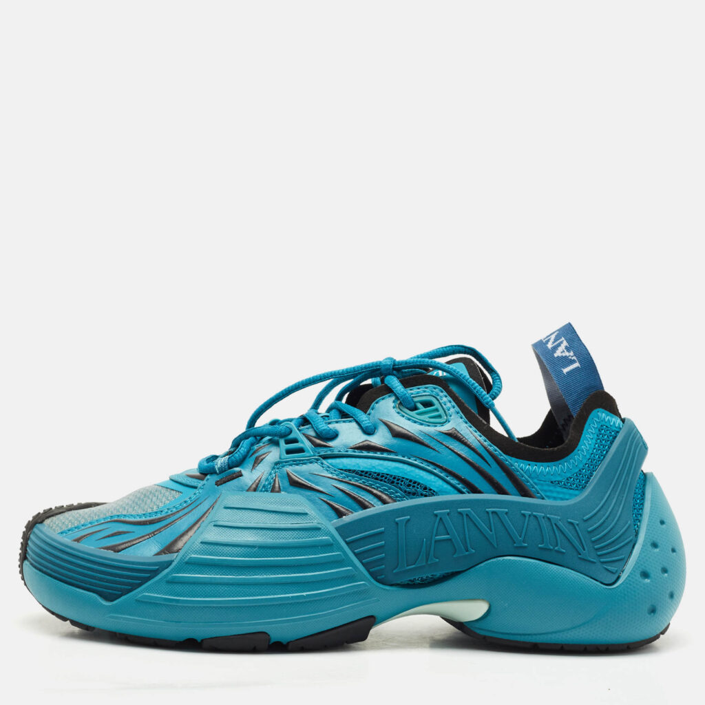 Lanvin Turquoise Blue Mesh and Rubber Flash X Lace Up Sneakers Size 42 Lanvin Turquoise Blue Mesh and Rubber Flash X Lace Up Sneakers Size 42