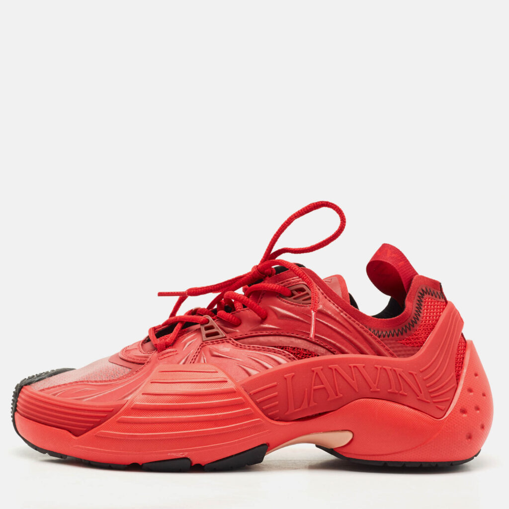 Lanvin Dark Red Mesh and Rubber Flash X Lace Up Sneakers Size 42 Lanvin Dark Red Mesh and Rubber Flash X Lace Up Sneakers Size 42