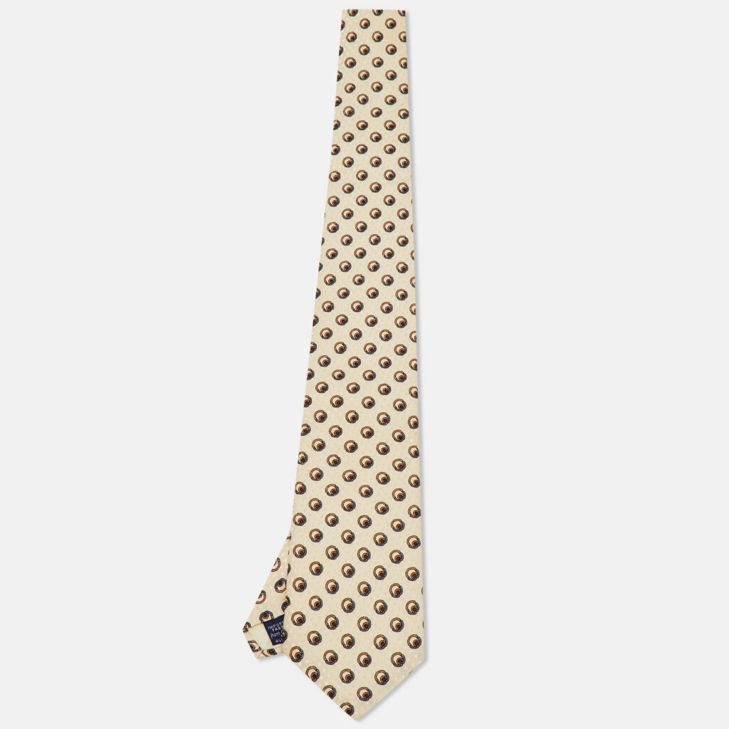 Lanvin Vintage Cream Printed Silk Tie Lanvin Vintage Cream Printed Silk Tie