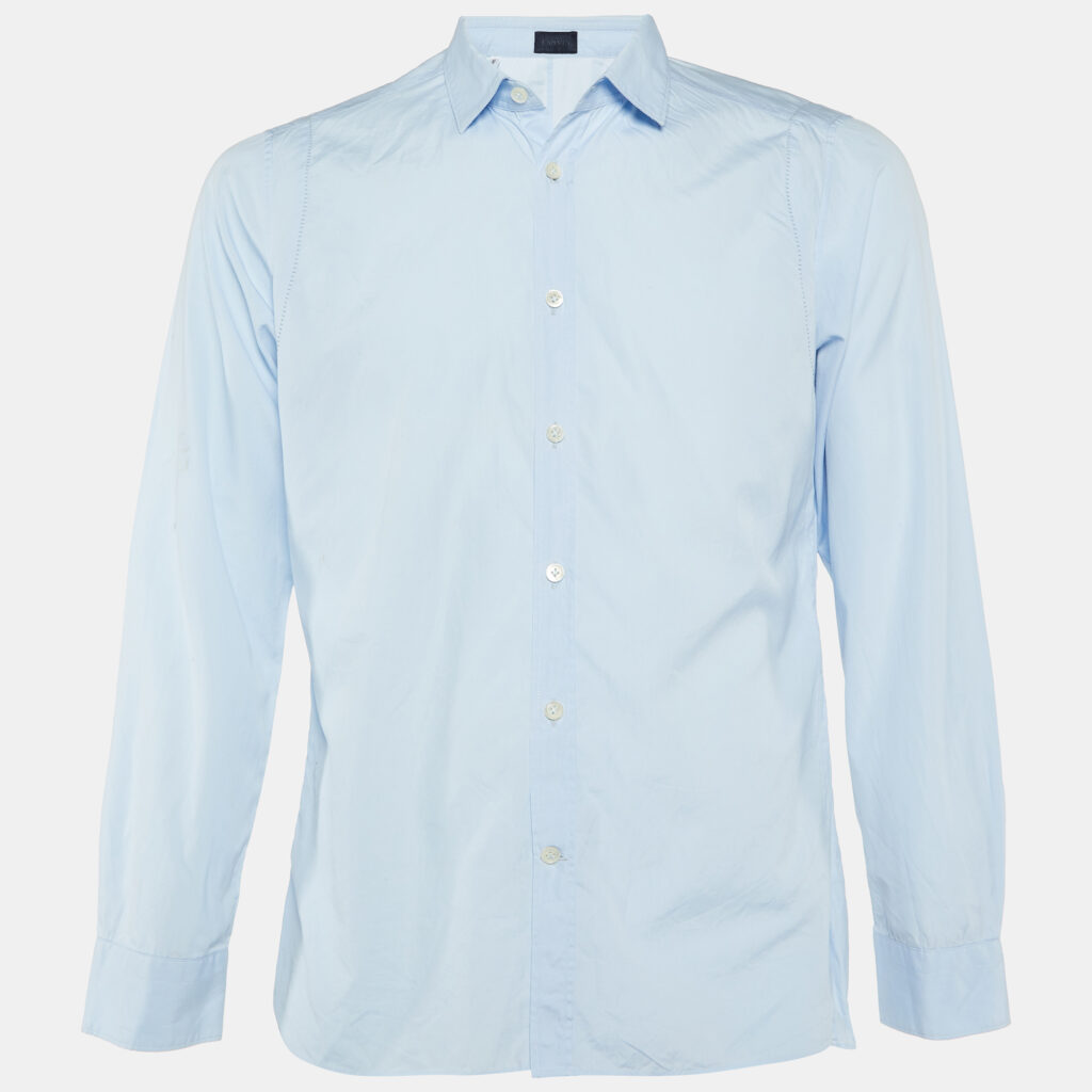 Lanvin Light Blue Cotton Button Front Shirt L
