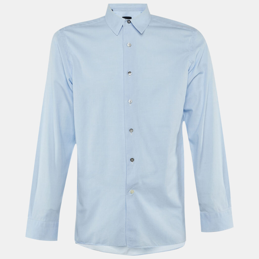 Lanvin Blue Cotton Button Front Shirt M Lanvin Blue Cotton Button Front Shirt M