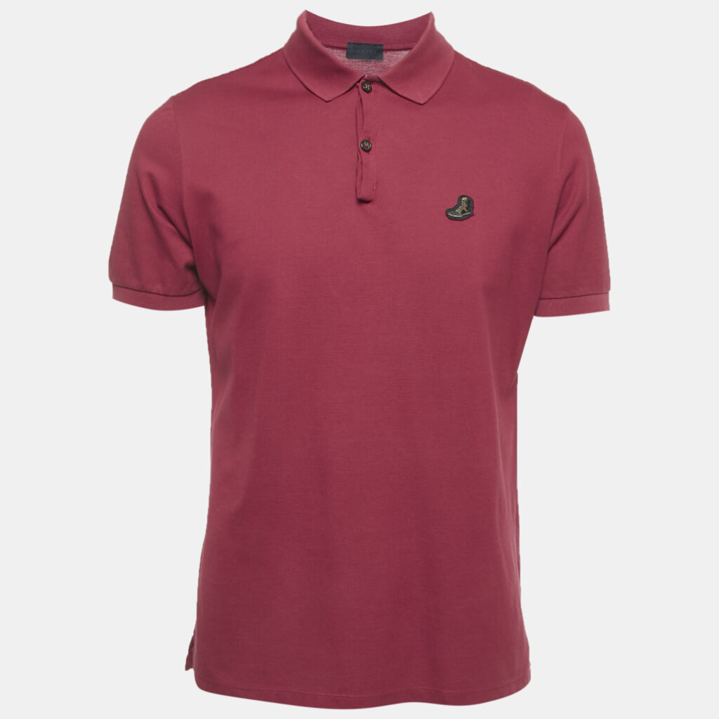 Lanvin Maroon Logo Patch Cotton Polo T-Shirt M Lanvin Maroon Logo Patch Cotton Polo T-Shirt M