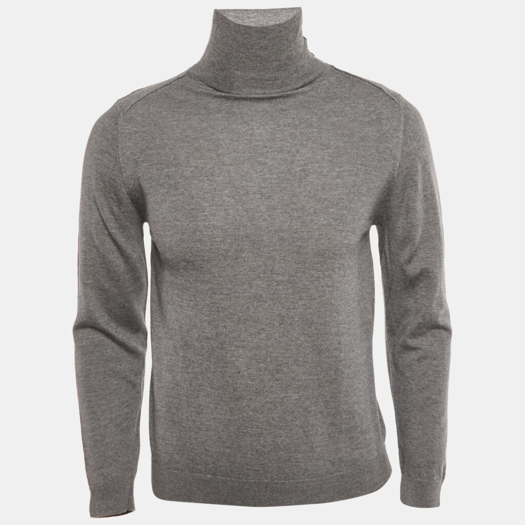 Lanvin Grey Wool Knit Mock Neck Sweater M