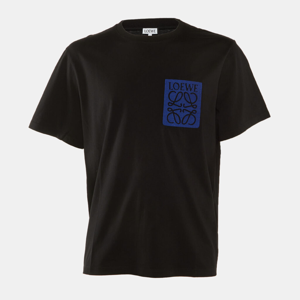 Loewe Black Cotton Knit Contrast Anagram Logo Embroidered T-Shirt S