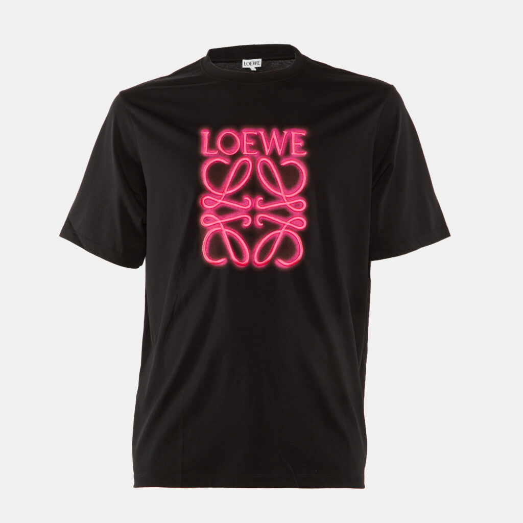 Loewe Black Neon Anagram Embroidered Cotton Crew Neck T-Shirt M Loewe Black Neon Anagram Embroidered Cotton Crew Neck T-Shirt M