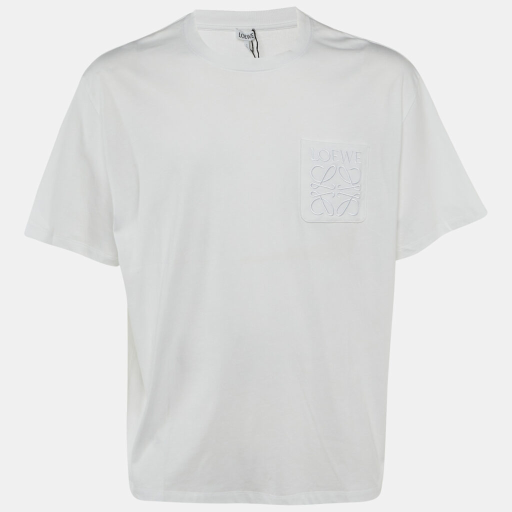 Loewe White Cotton Anagram Embroidered Relaxed Fit T-Shirt XS Loewe White Cotton Anagram Embroidered Relaxed Fit T-Shirt XS