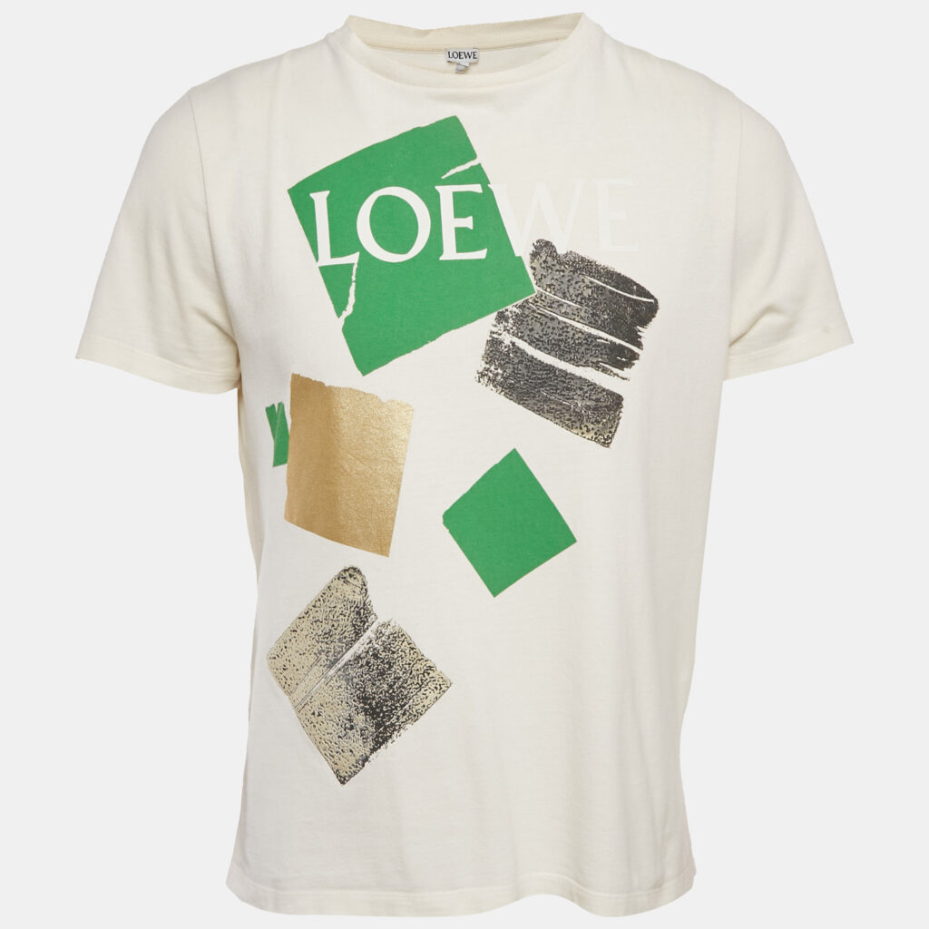 Loewe White Printed Cotton Knit Crew Neck T-Shirt XL Loewe White Printed Cotton Knit Crew Neck T-Shirt XL
