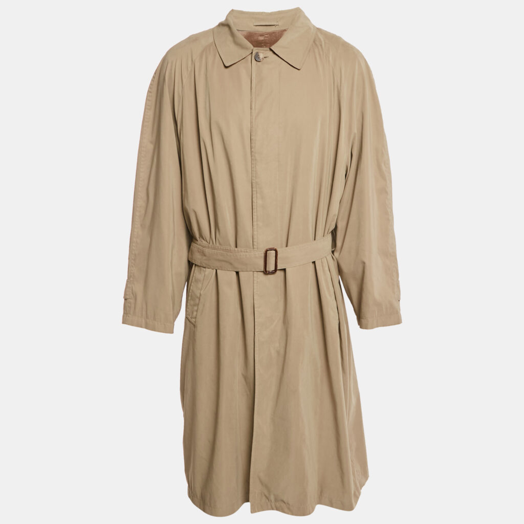 Loewe Vintage Beige Synthetic Long Belted Trench Coat XXL Loewe Vintage Beige Synthetic Long Belted Trench Coat XXL