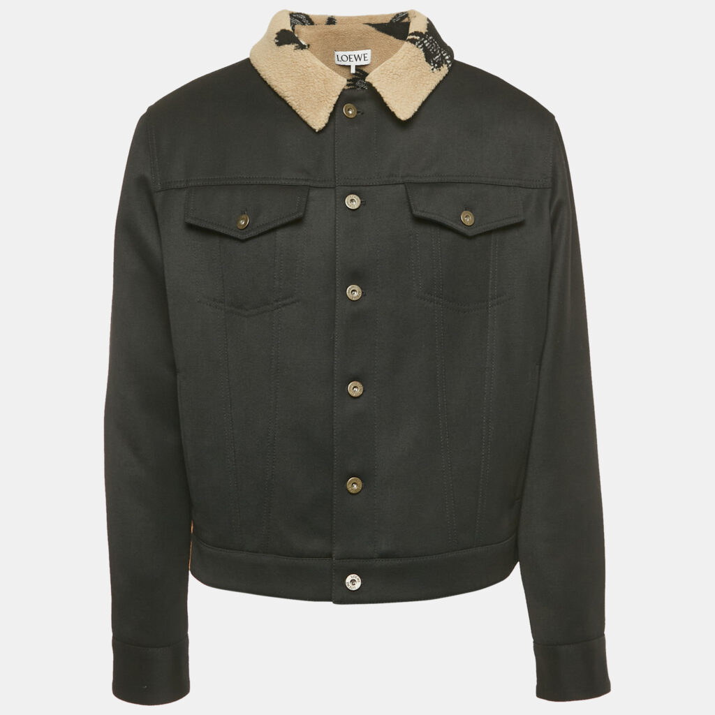 Loewe Black Wool Button Front Jacket L Loewe Black Wool Button Front Jacket L