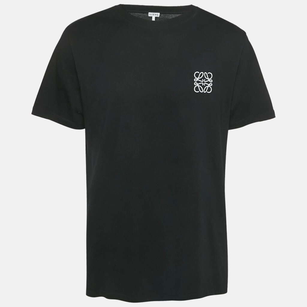 Loewe Black Anagram Embroidery Cotton Crew Neck T-Shirt XL