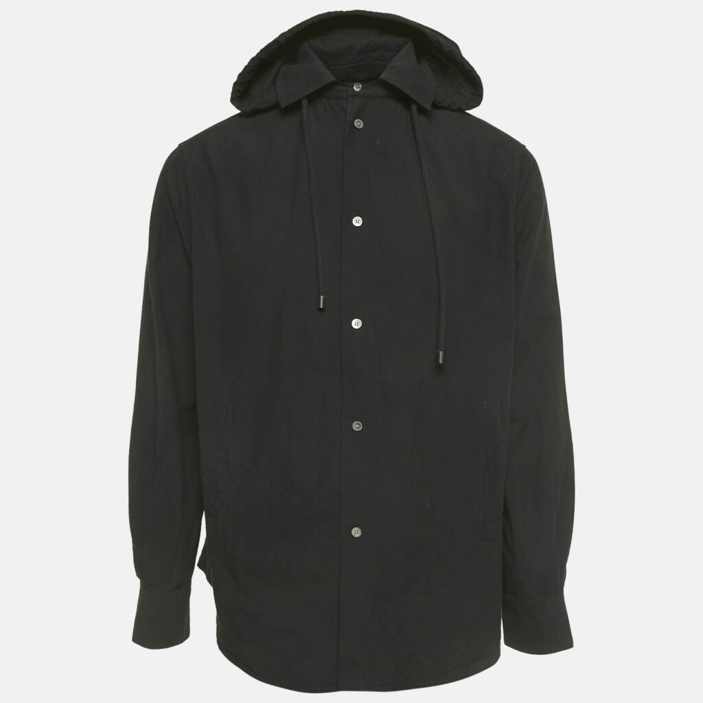 Loewe Black Cotton Hooded Overshirt Shirt L