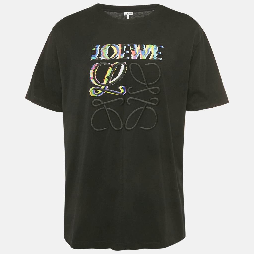 Loewe Black Anagram Embroidered Jersey T-Shirt XL