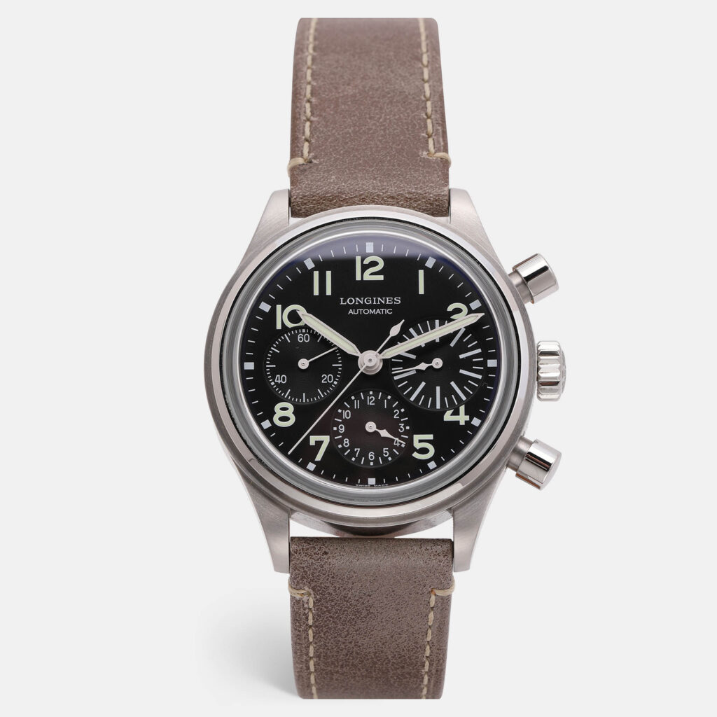 Longines Black Stainless Steel Avigation BigEye L2.816.4 Automatic Leather Wristlet Men's Wristwatch 40.5 mm Longines Black Stainless Steel Avigation BigEye L2.816.4 Automatic Leather Wristlet Men's Wristwatch 40.5 mm