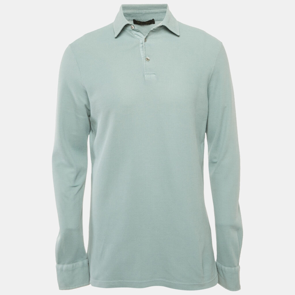 Loro Piana Blue Cotton Pique Knit Polo T-Shirt M