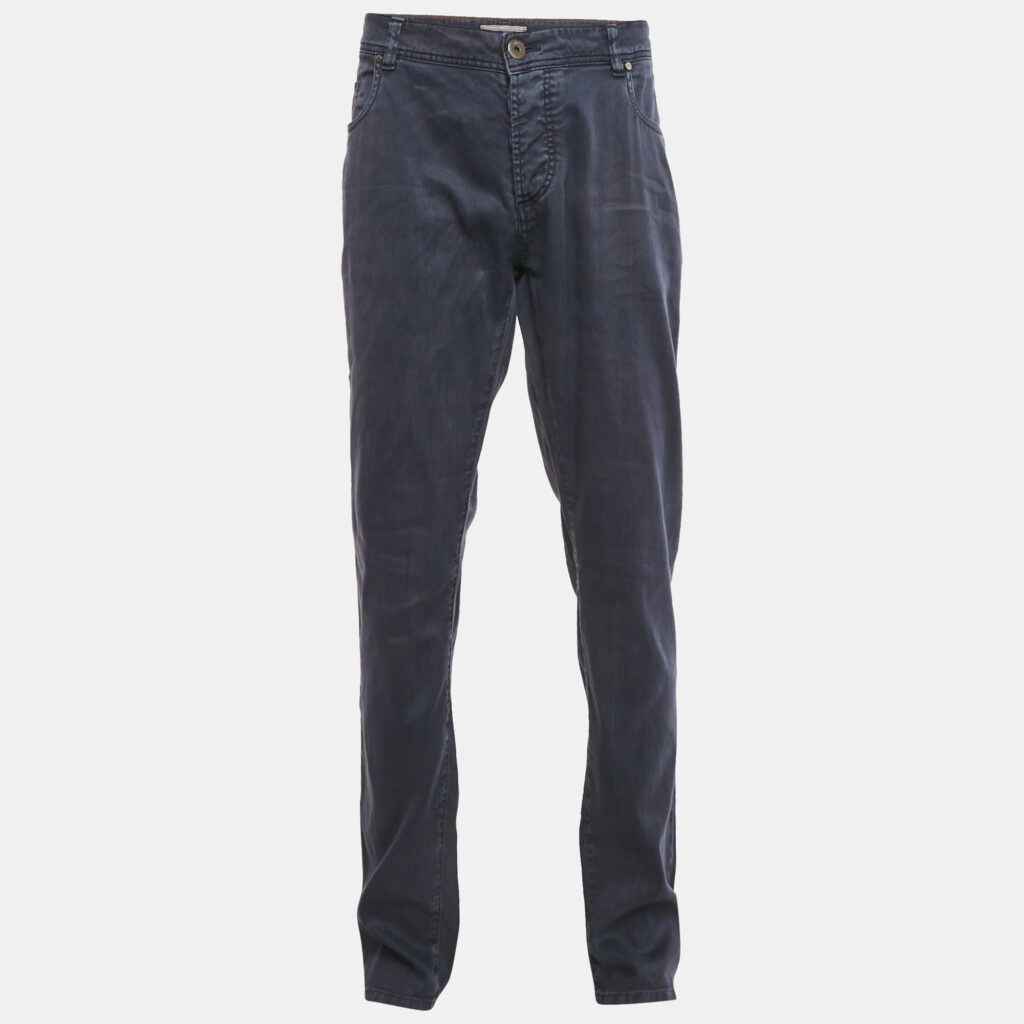 Loro Piana Blue Linen Blend Relaxed Fit Trousers 3XL