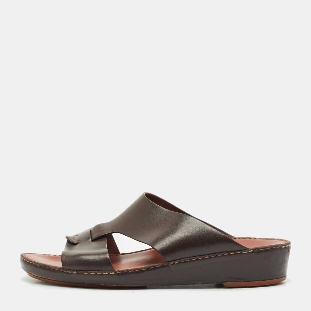 Loro Piana Brown Leather New Buckle Sandals Size 44.5