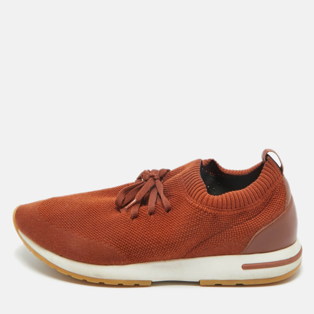 luxury-men-loro-piana-used-shoes-p1220952-001-1.jpg Loro Piana Brown Knit Fabric 360 LP Flexy Walk Low Top Sneakers Size 43